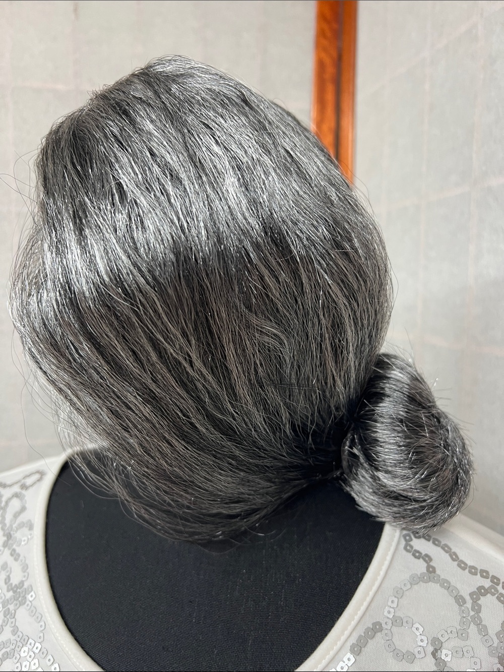 Silver Gray Low Bun costume Hairpiece